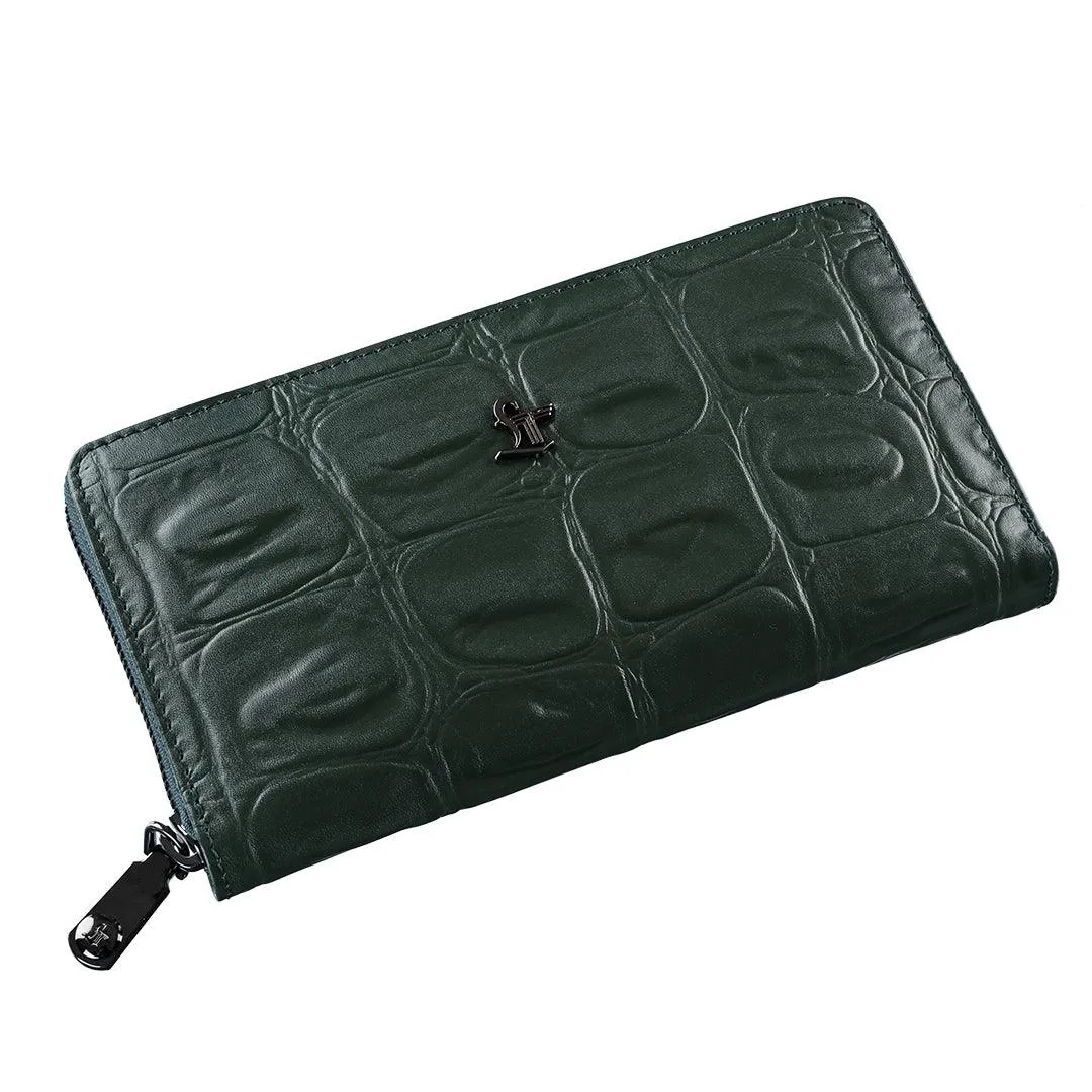 Palm II | Croco Tail Leather Wallet for Women | 100% Genuine Leather | Color: Brown, Black, Blue & Green