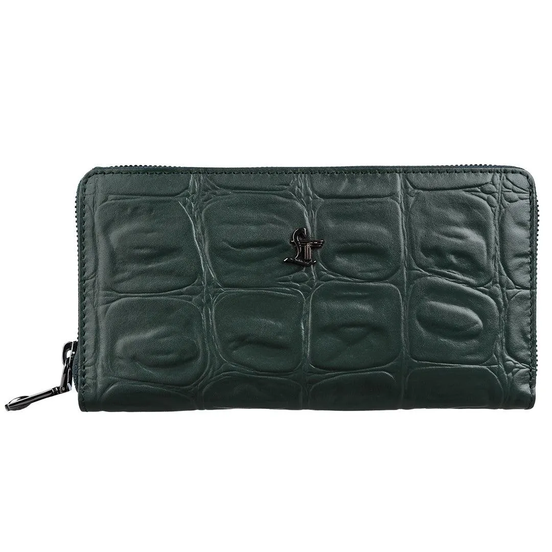 Palm II | Croco Tail Leather Wallet for Women | 100% Genuine Leather | Color: Brown, Black, Blue & Green