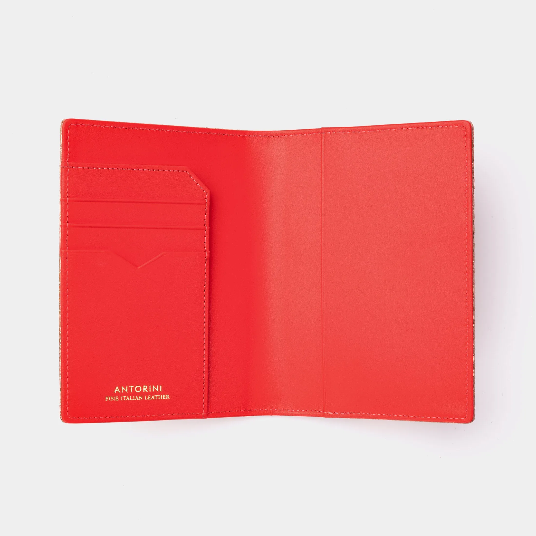 Passport Holder in Gold and Red