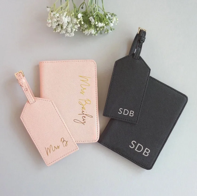 Personalized Passport Cover Luggage Tag - Custom Bridesmaid Gifts - Bachelorette Party Gifts - Bridesmaid Proposal - Travel Wallet Holder