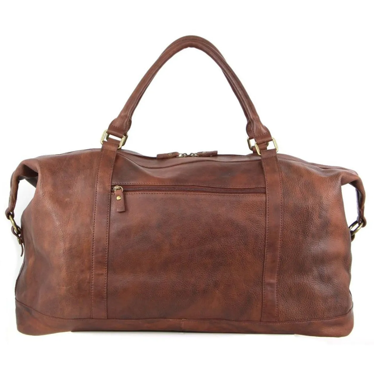 Pierre Cardin Rustic Leather Overnight Bag with front flap pocket PC3134 Chesnut