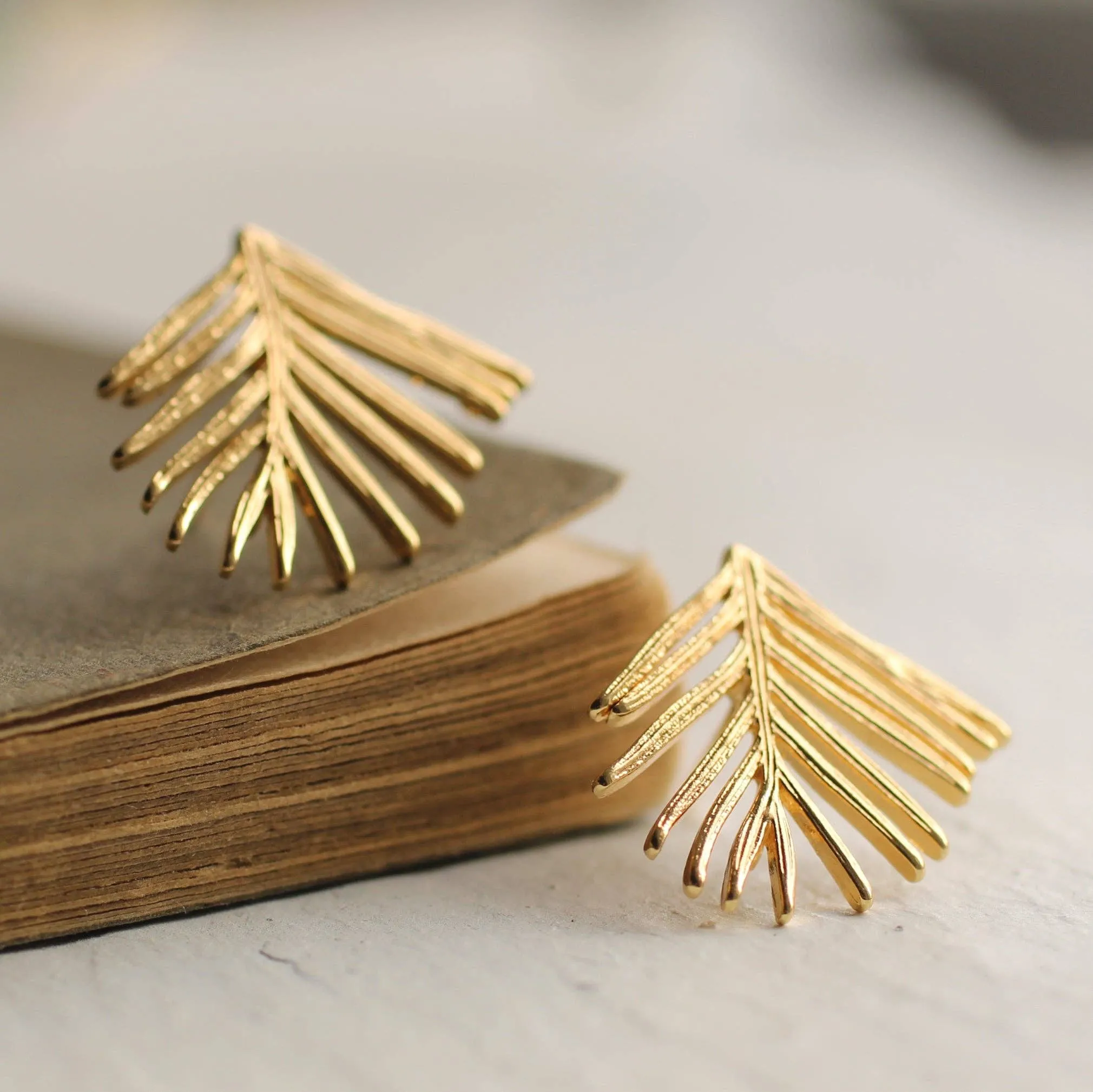 Pine Needle Fir Branch Stud Earrings