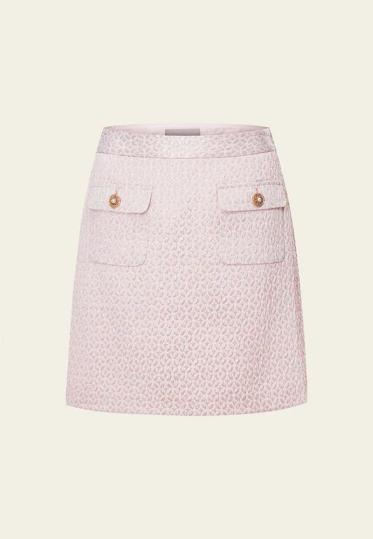 Pink Jacquard Mini Skirt