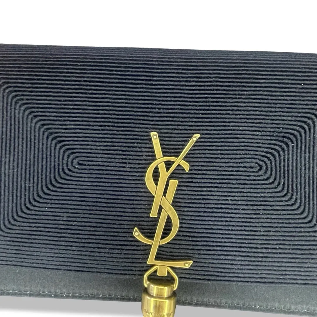 Pre-Owned Saint Laurent Kate Tassel Satin Wallet on a Chain Crossbody Bag