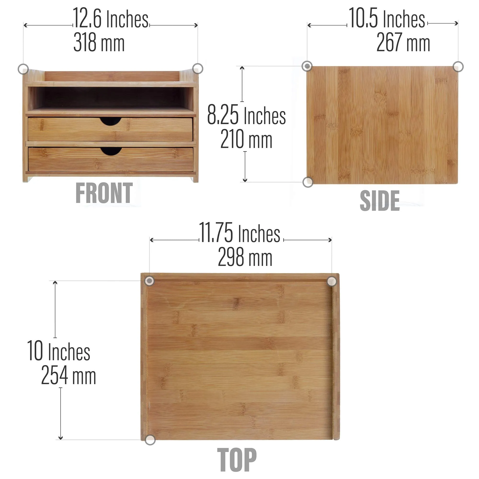 Prosumer'S Choice 3-Tier Bamboo Desktop Organizer With Us Letter Size Drawers For Home Or