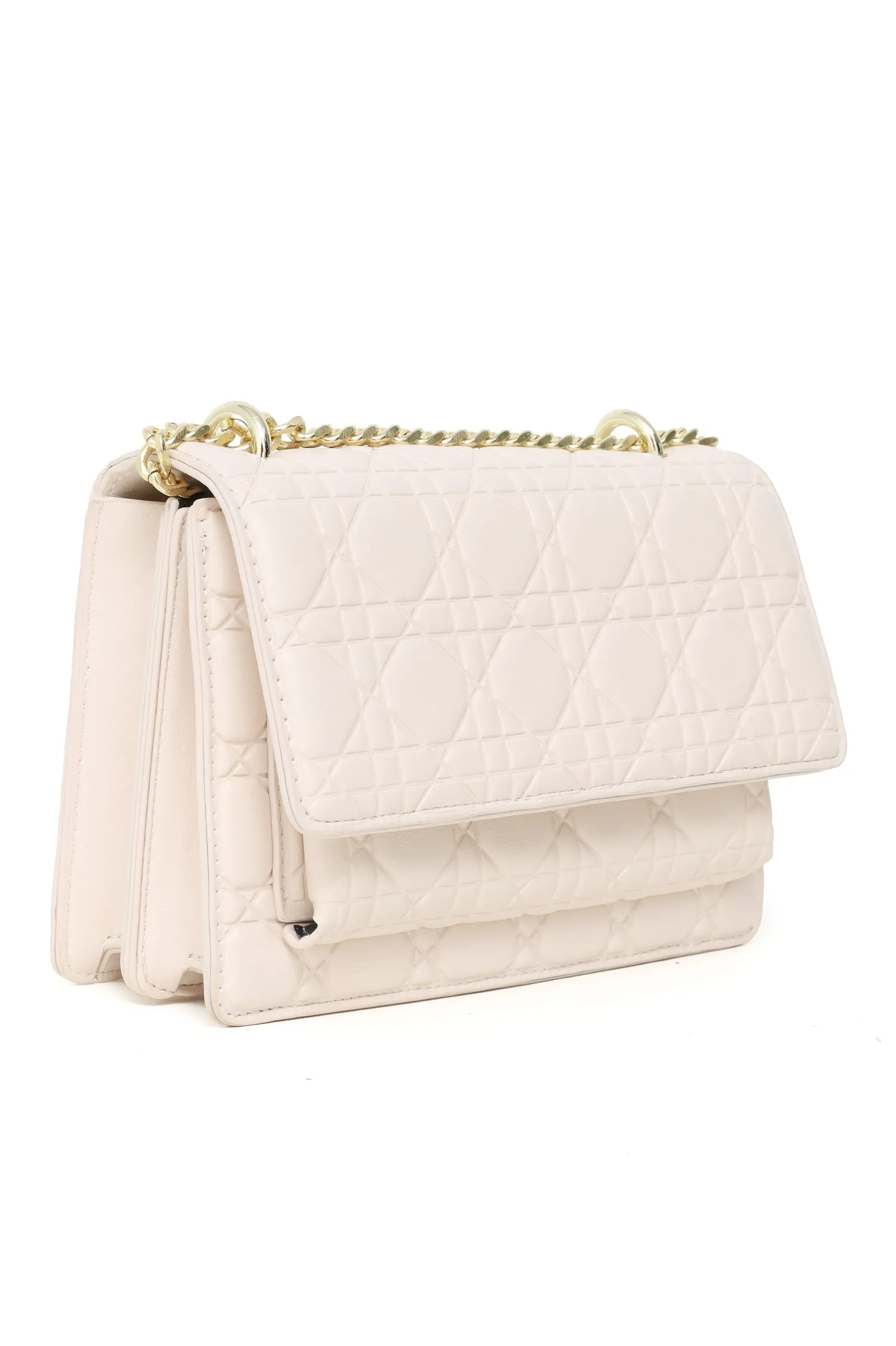 QUILTED ELEGANCE SHOULDER BAG-BEIGE