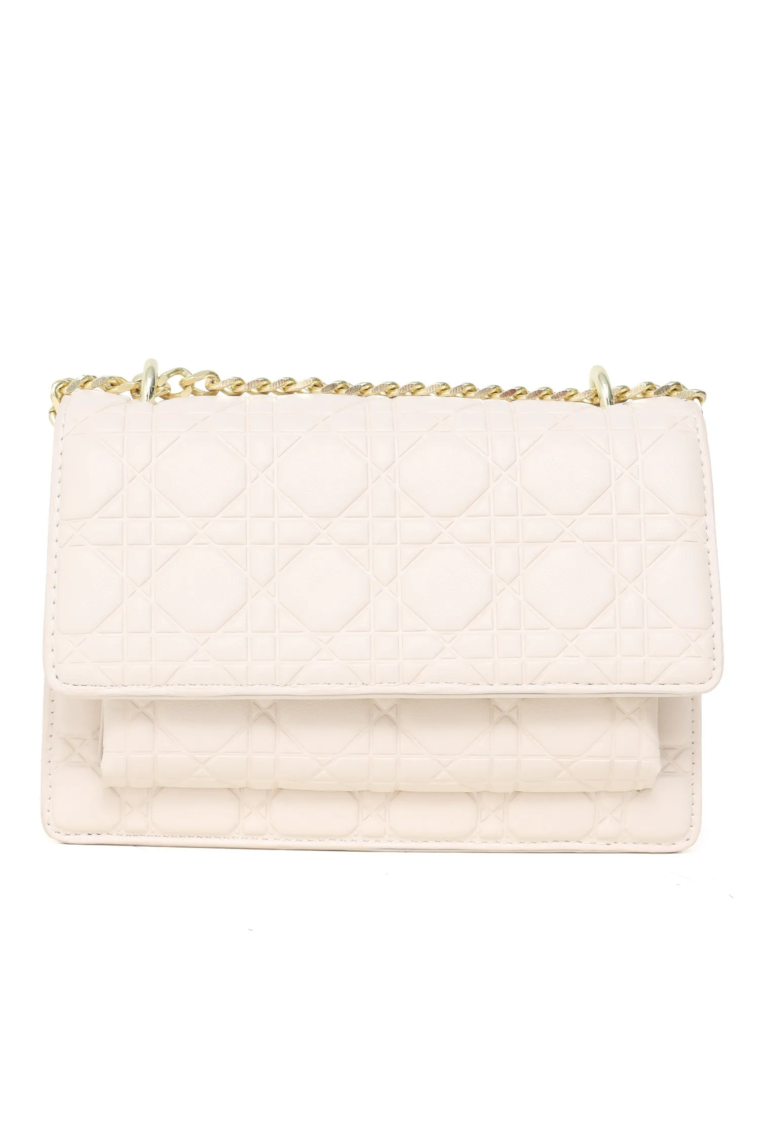 QUILTED ELEGANCE SHOULDER BAG-BEIGE