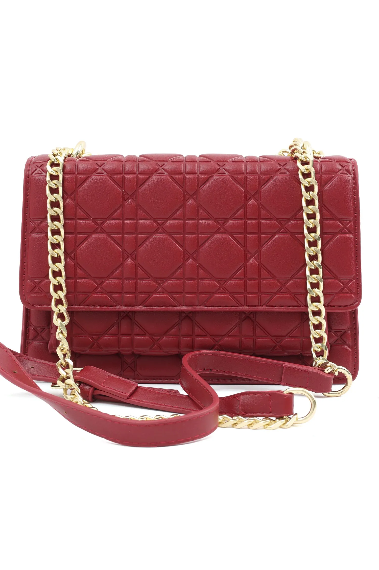 QUILTED ELEGANCE SHOULDER BAG-WINE