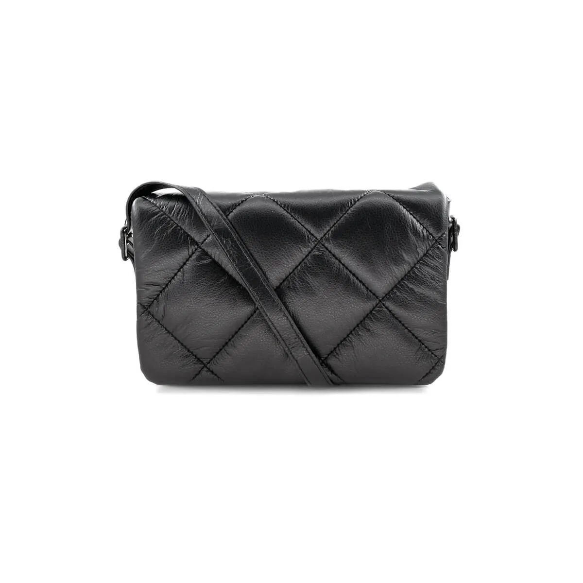 Quilted Faux Leather Flap Shoulder Bag