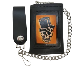 "Skull Top Hat" Tri-Fold Chain Wallet