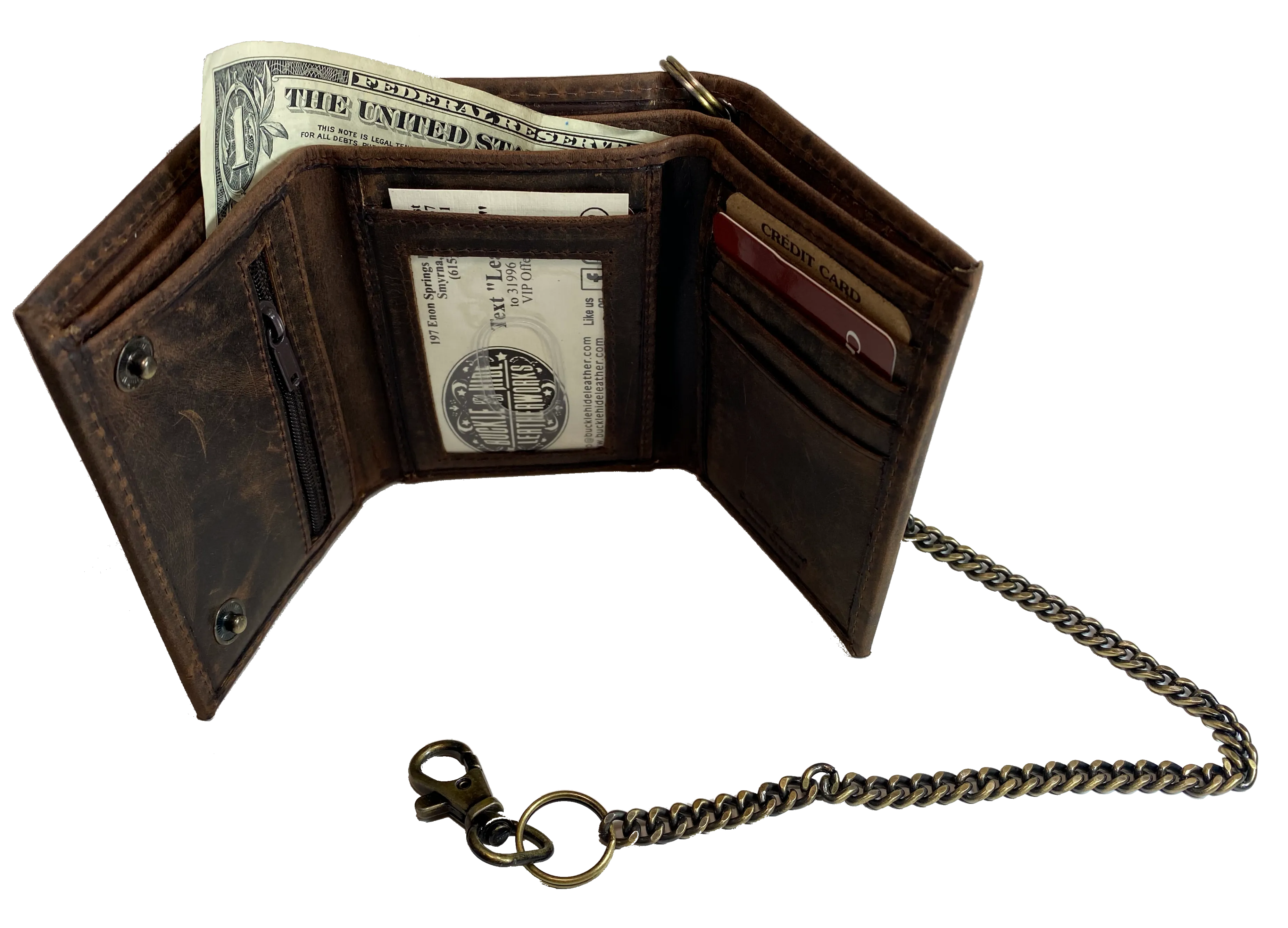 "The Road Rash" RFID Trifold Chain Wallet