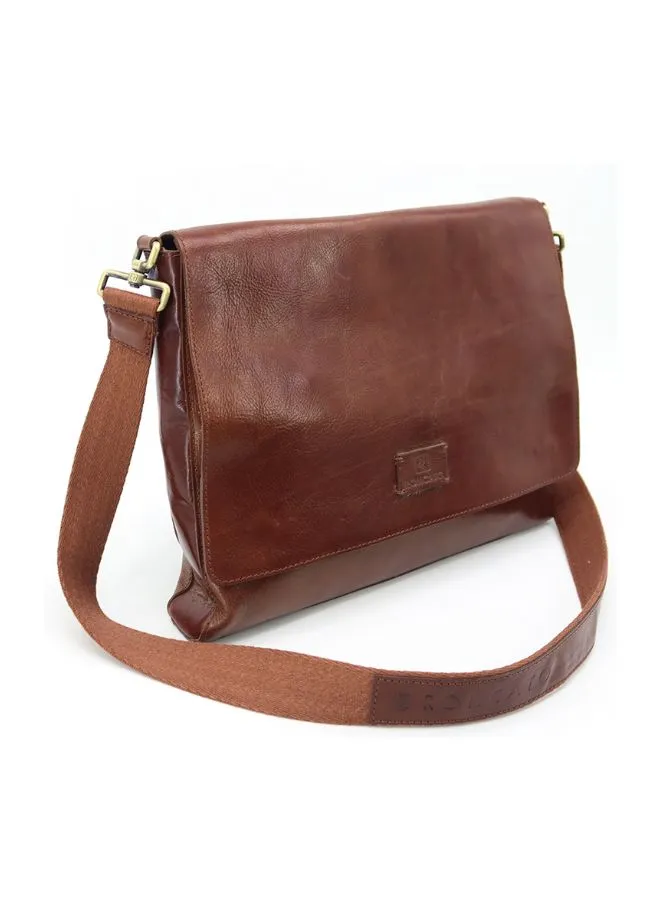 R Roncato Leather Shoulder Bag for Men and Women, Made in Italy, Stylish Flap Design with Internal Front Pocket