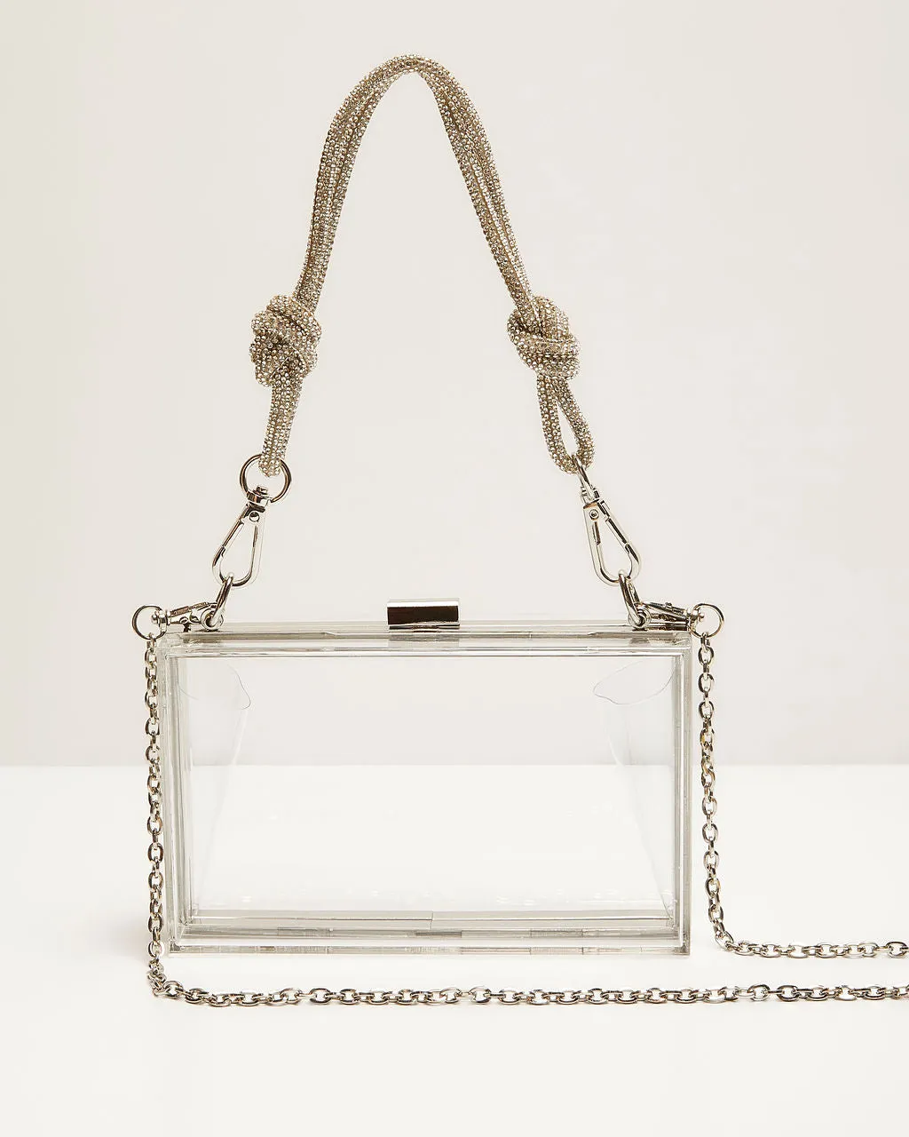 Radiate Diamante Handle Clear Clutch