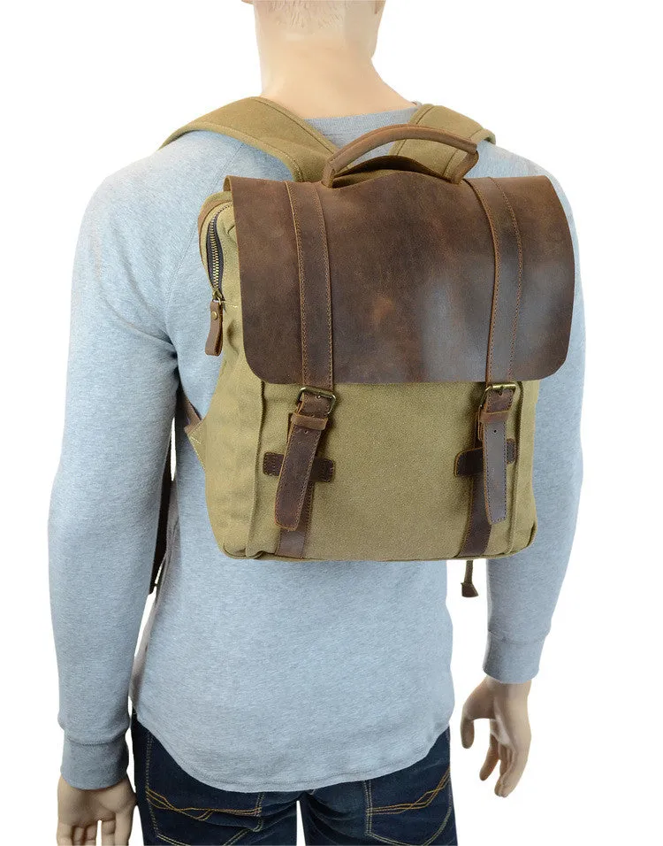 R&R Collections 4-413-2Z Genuine Leather/Canvas Laptop Backpack