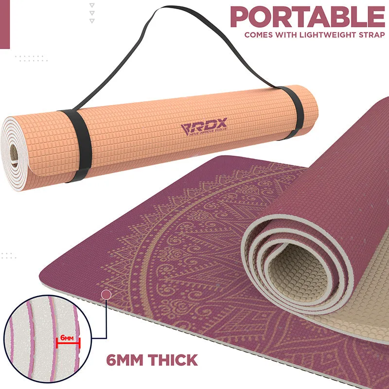 RDX D3 Iris 6mm PVC Yoga Mat Pink Sundial