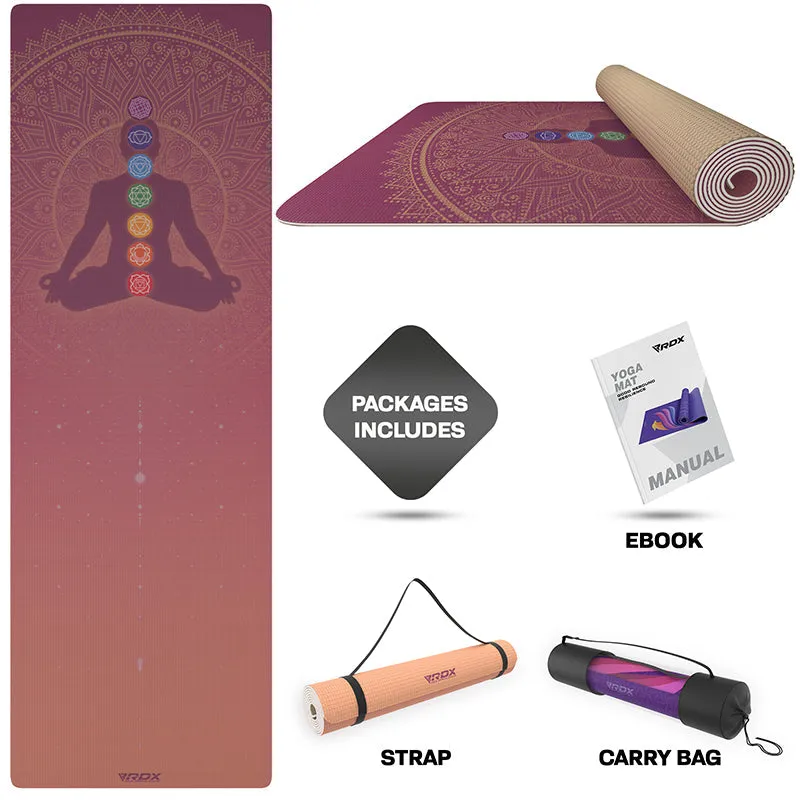 RDX D3 Iris 6mm PVC Yoga Mat Pink Sundial