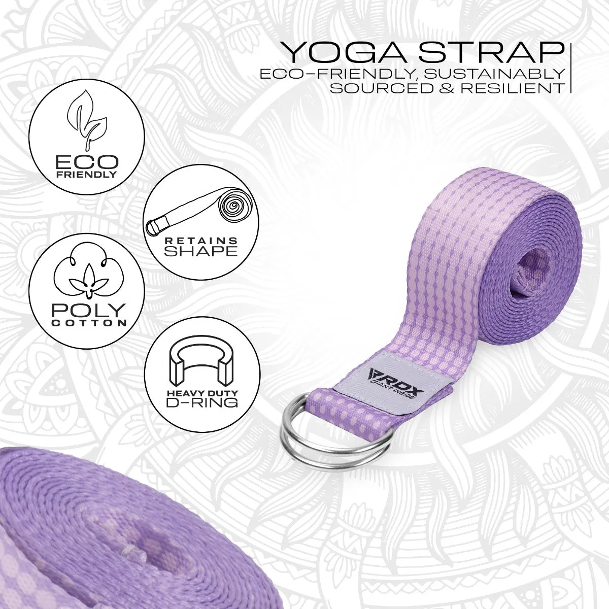 RDX F21 D-Ring Steel Buckle Cotton Yoga Strap