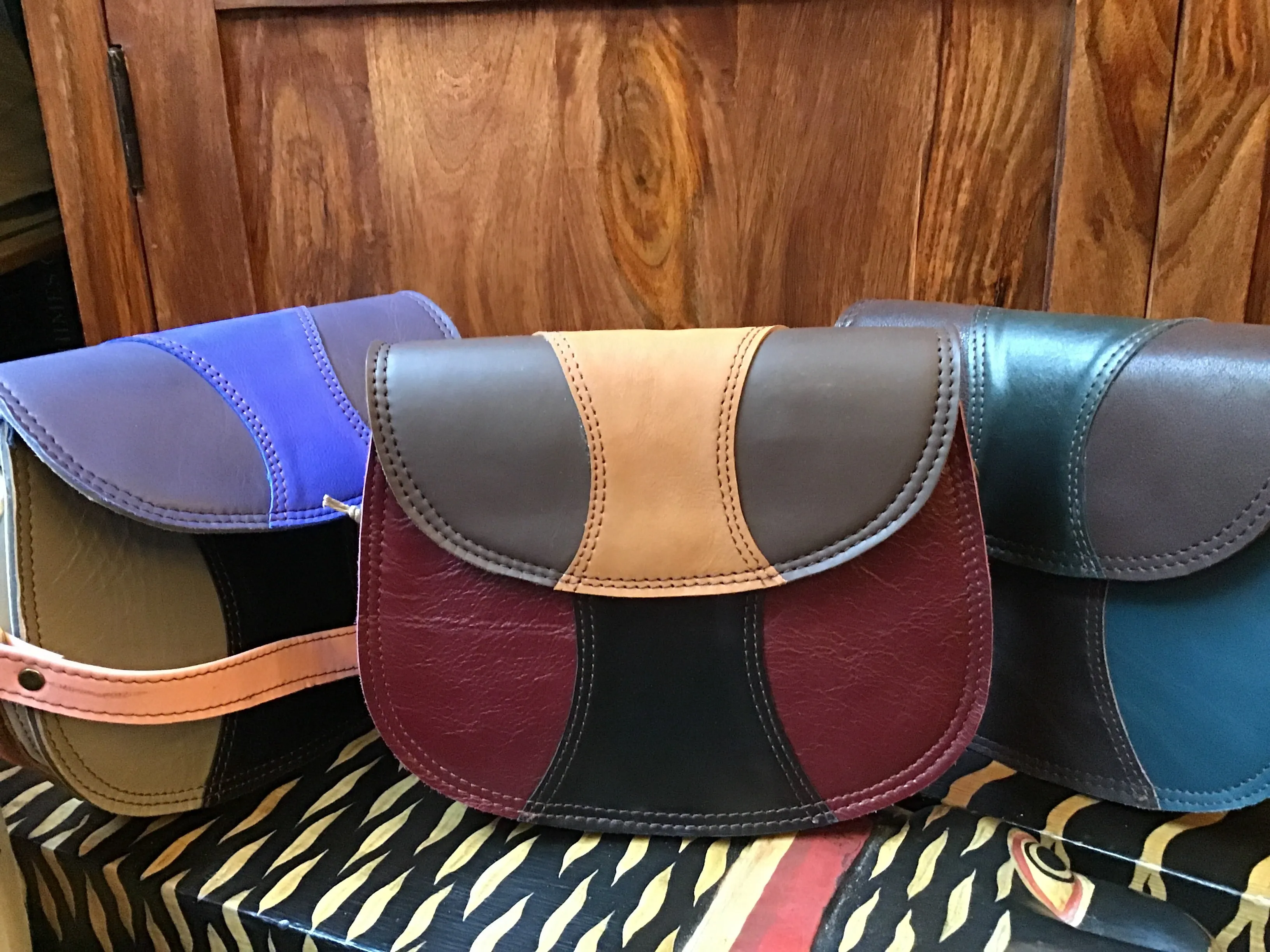 Recycled Leather Handbag, Saddlebag Midi, Various Colours