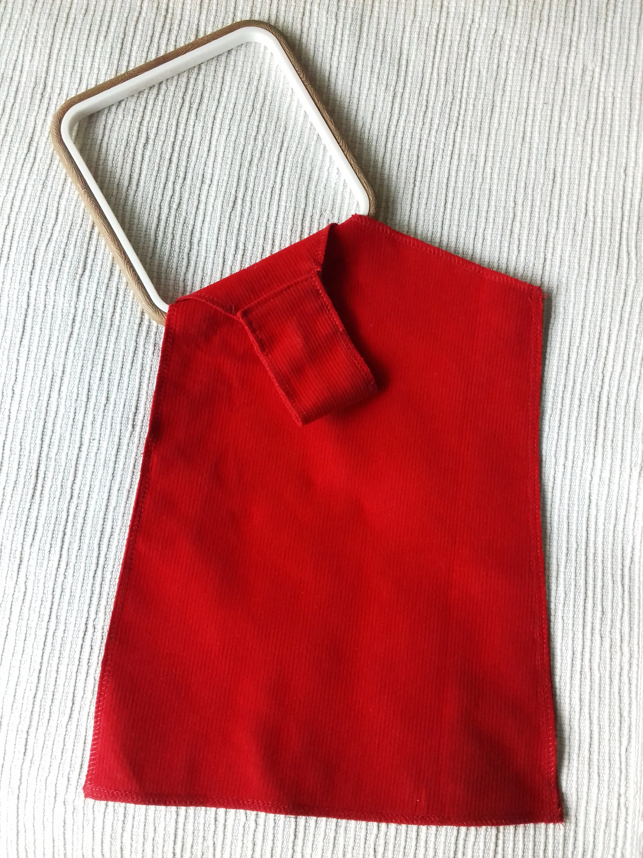 Red Fabric Asymmetric Shoulder Bag