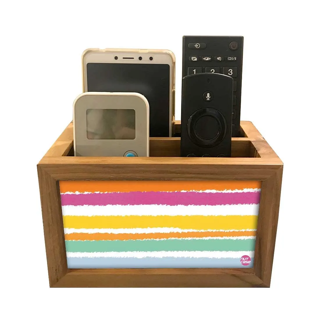 Remote Control Stand Holder Organizer For TV / AC Remotes -  Colorful Horizontal Lines