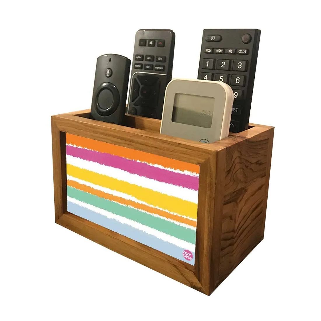 Remote Control Stand Holder Organizer For TV / AC Remotes -  Colorful Horizontal Lines