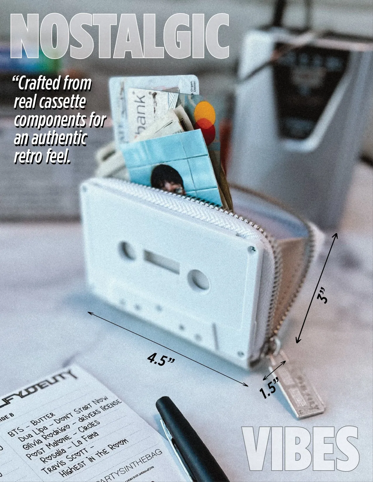 Retro Cassette Wallet | White Mattte