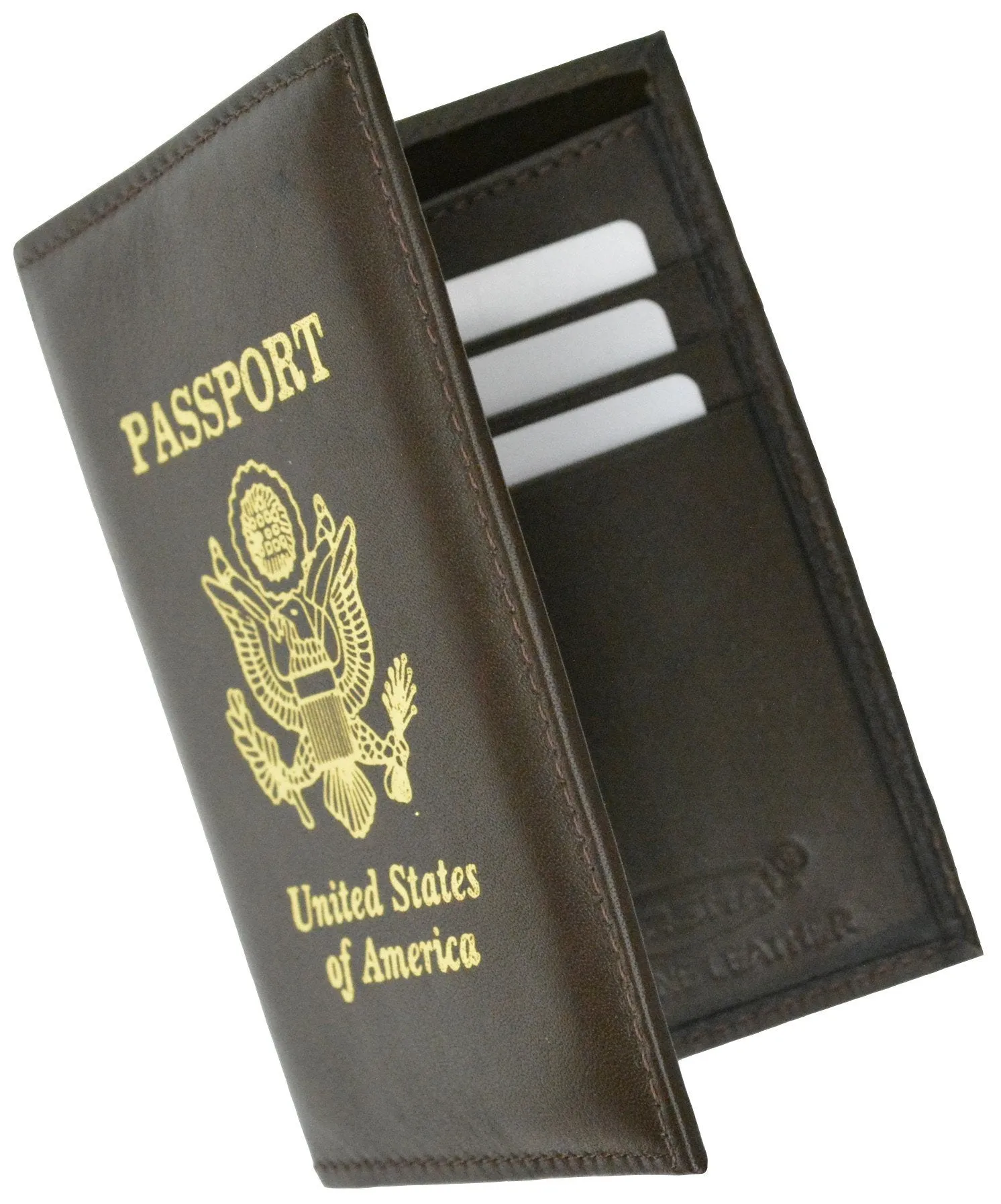 RFID Blocking Premium Leather United States Passport Holder Golden Print Emblem RFID P 601 USA