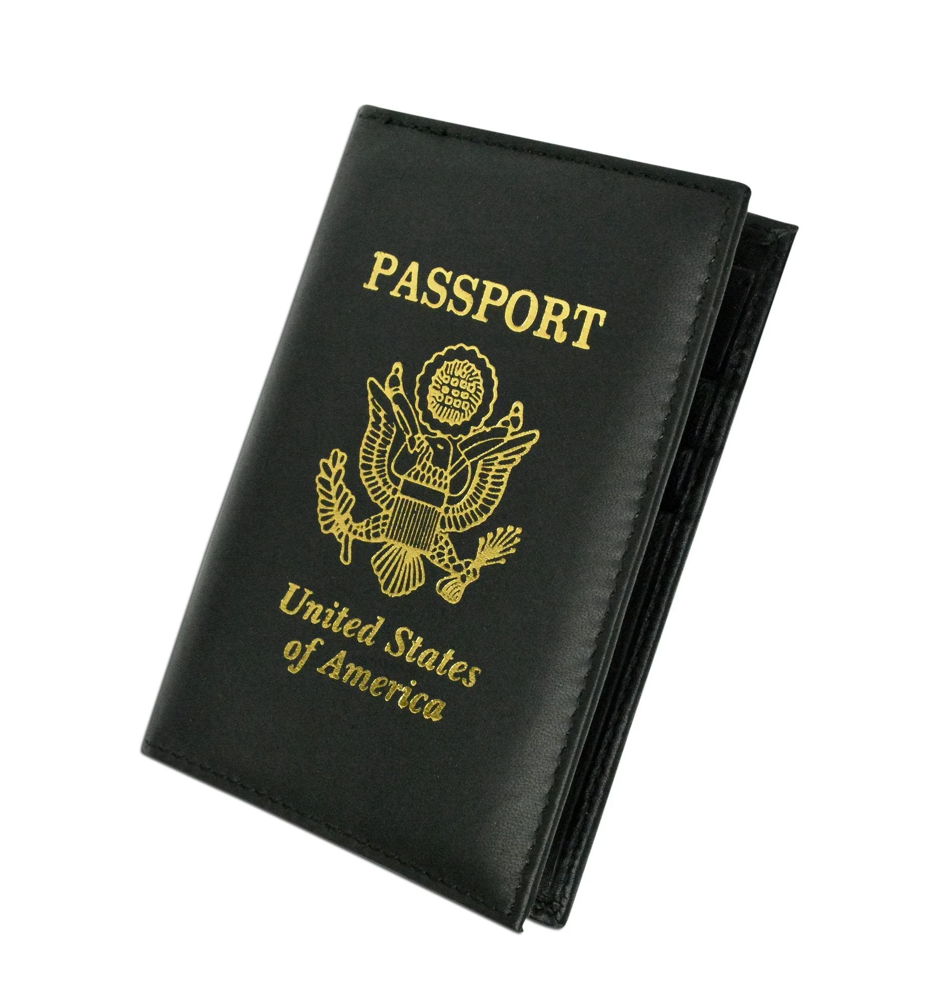 RFID Blocking Premium Leather United States Passport Holder Golden Print Emblem RFID P 601 USA