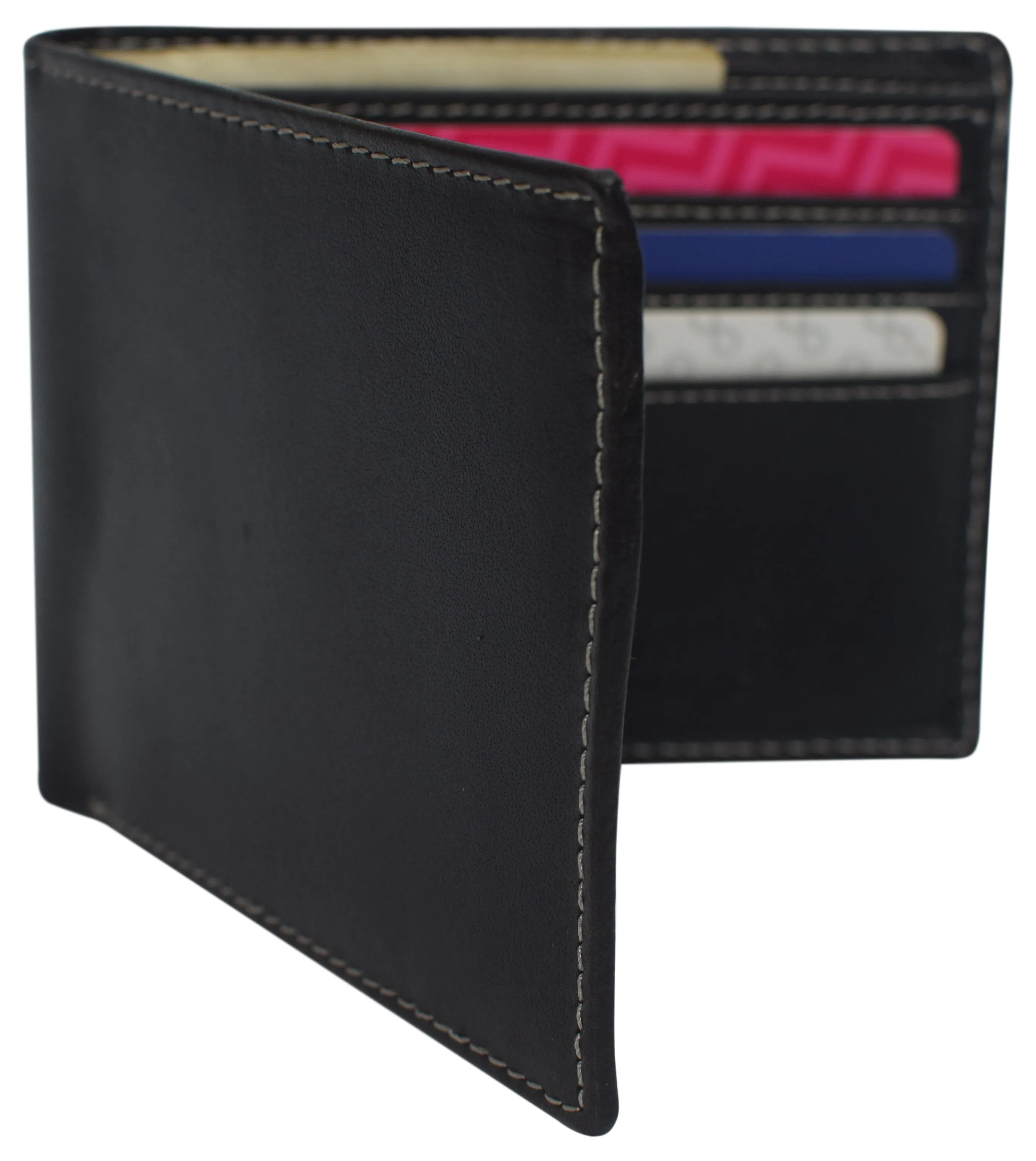 RFID0060BF Real Leather Mens Slim Bifold Wallet RFID Blocking Front Pocket Wallets for Men