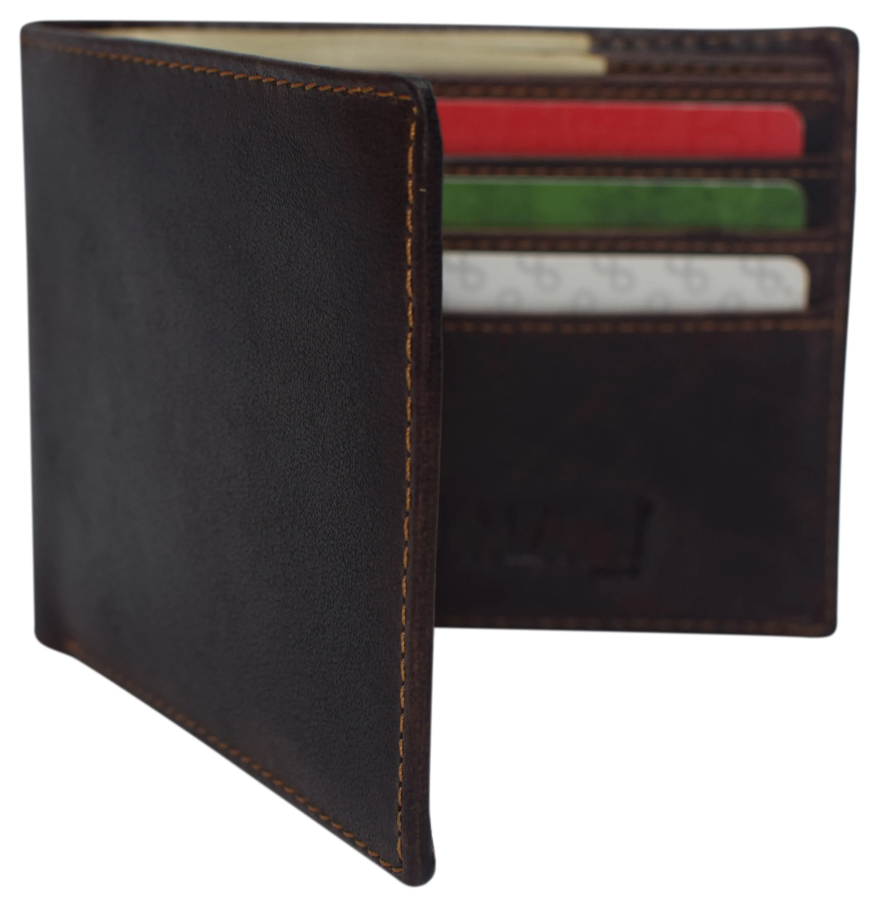 RFID0060BF Real Leather Mens Slim Bifold Wallet RFID Blocking Front Pocket Wallets for Men