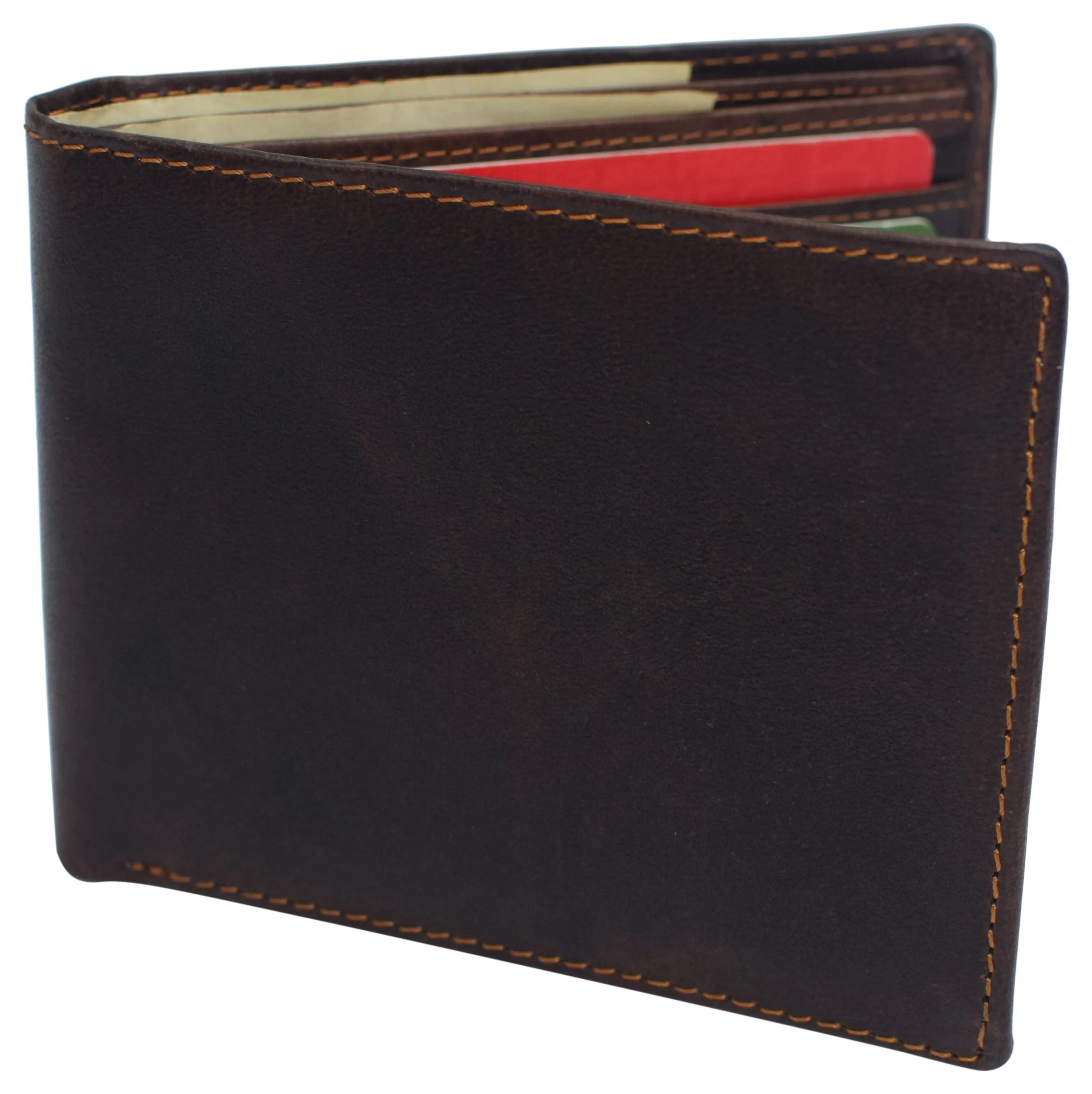 RFID0060BF Real Leather Mens Slim Bifold Wallet RFID Blocking Front Pocket Wallets for Men