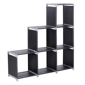 RONSHIN 3-Tier 6-Cube Storage Rack Closet Organizer Staircase Organizer Black