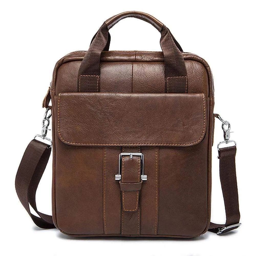 Rossie Viren Vertical Vintage Leather Laptop/Tablet Messenger Bag