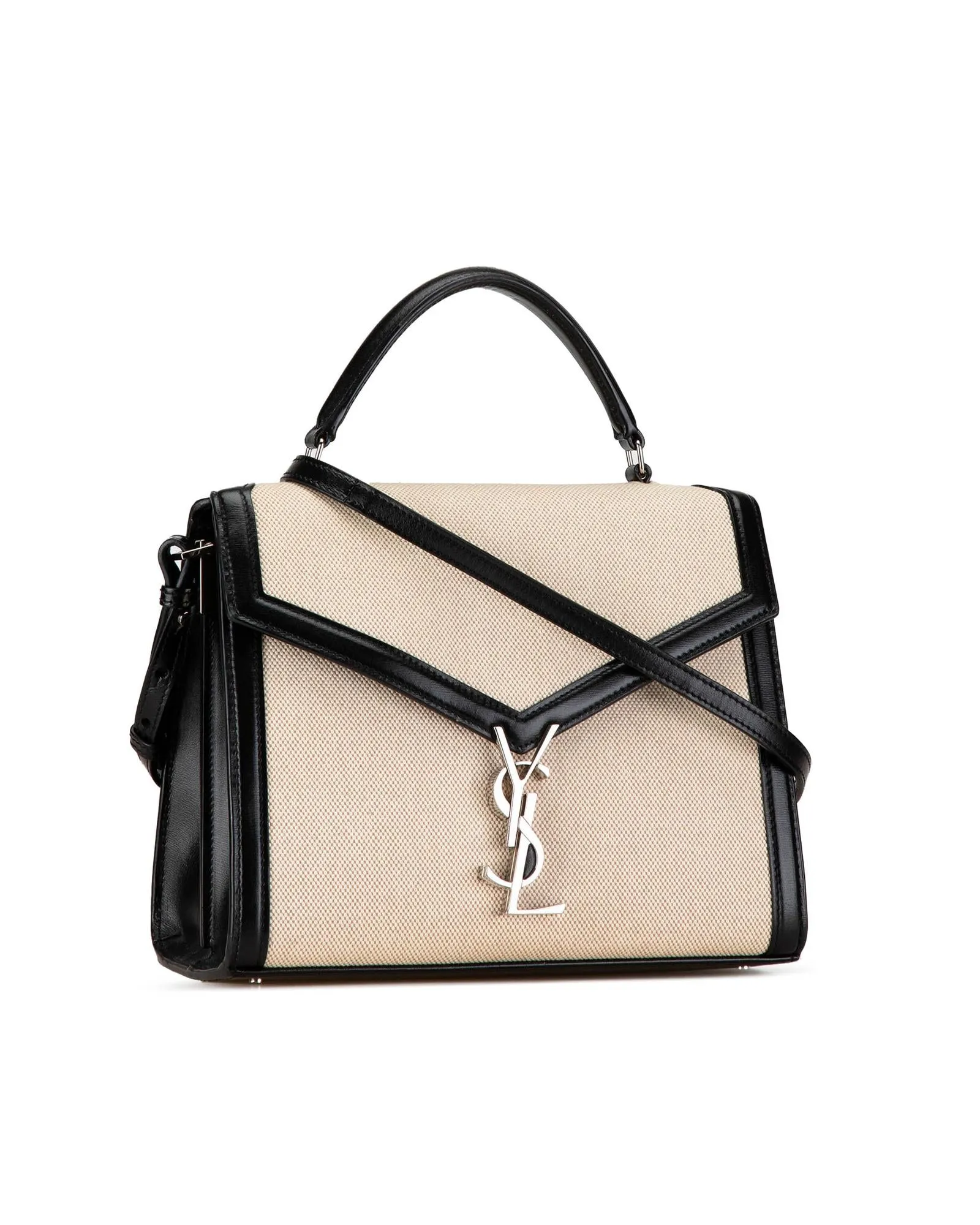 Saint Laurent Le 5 7 Hobo Beige Canvas and Leather Shoulder Bag