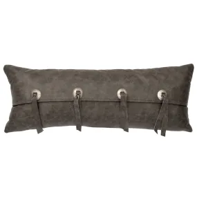 Saloon Gray Leather Pillow