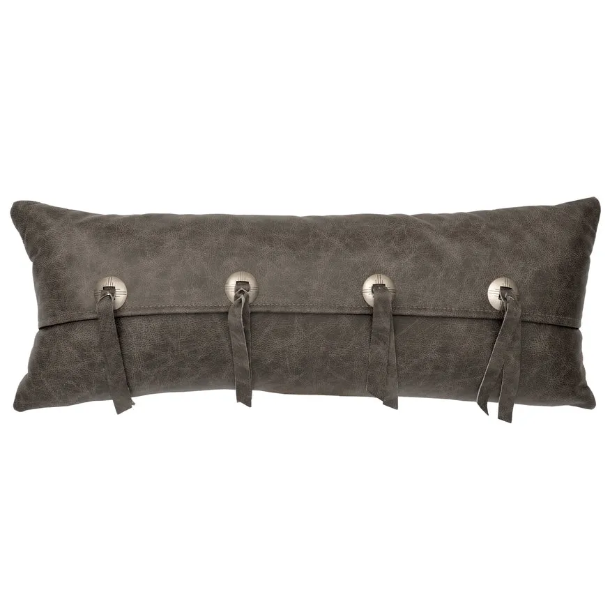 Saloon Gray Leather Pillow