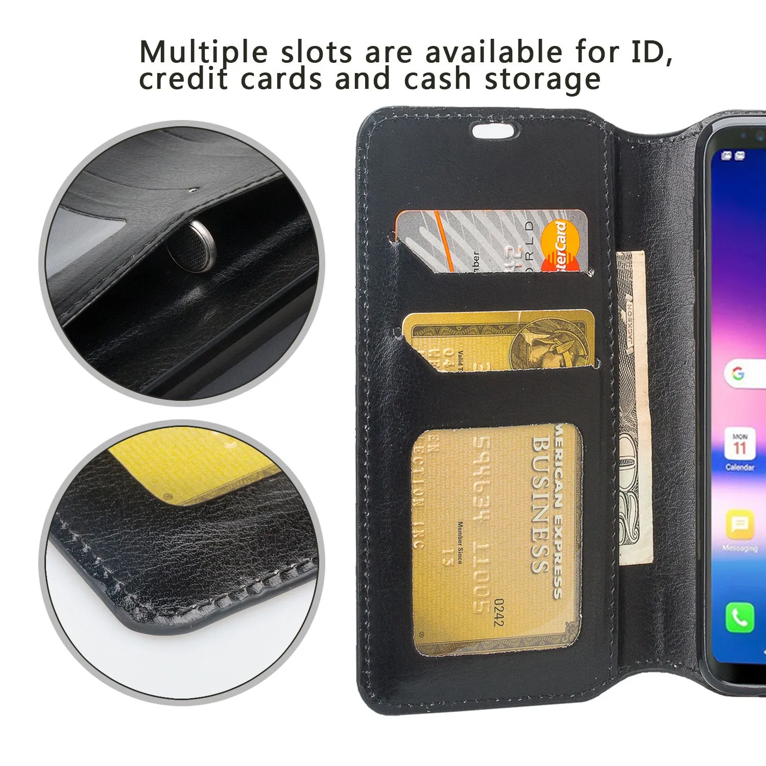 Samsung Galaxy S10e Case, Pu Leather Wallet Case [Kickstand] with ID & Credit Card Slots for Galaxy S10e - Black