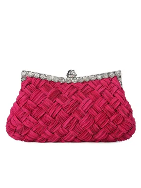 Satin Woven Diamond Evening Bag