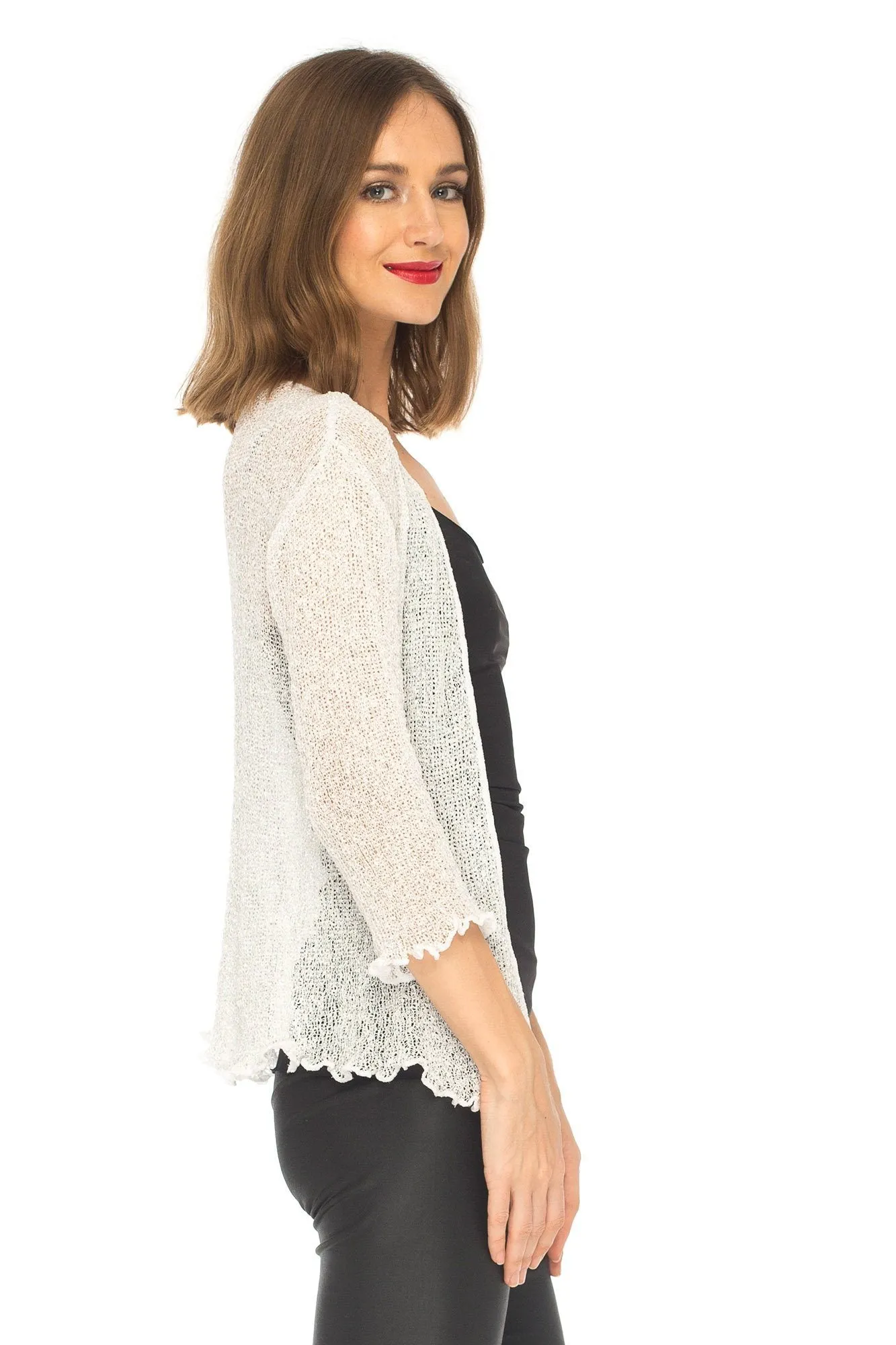 SHU-SHI Womens Sparkly Knit Sheer Shrug Cardigan Bolero Top One Size Fits Most