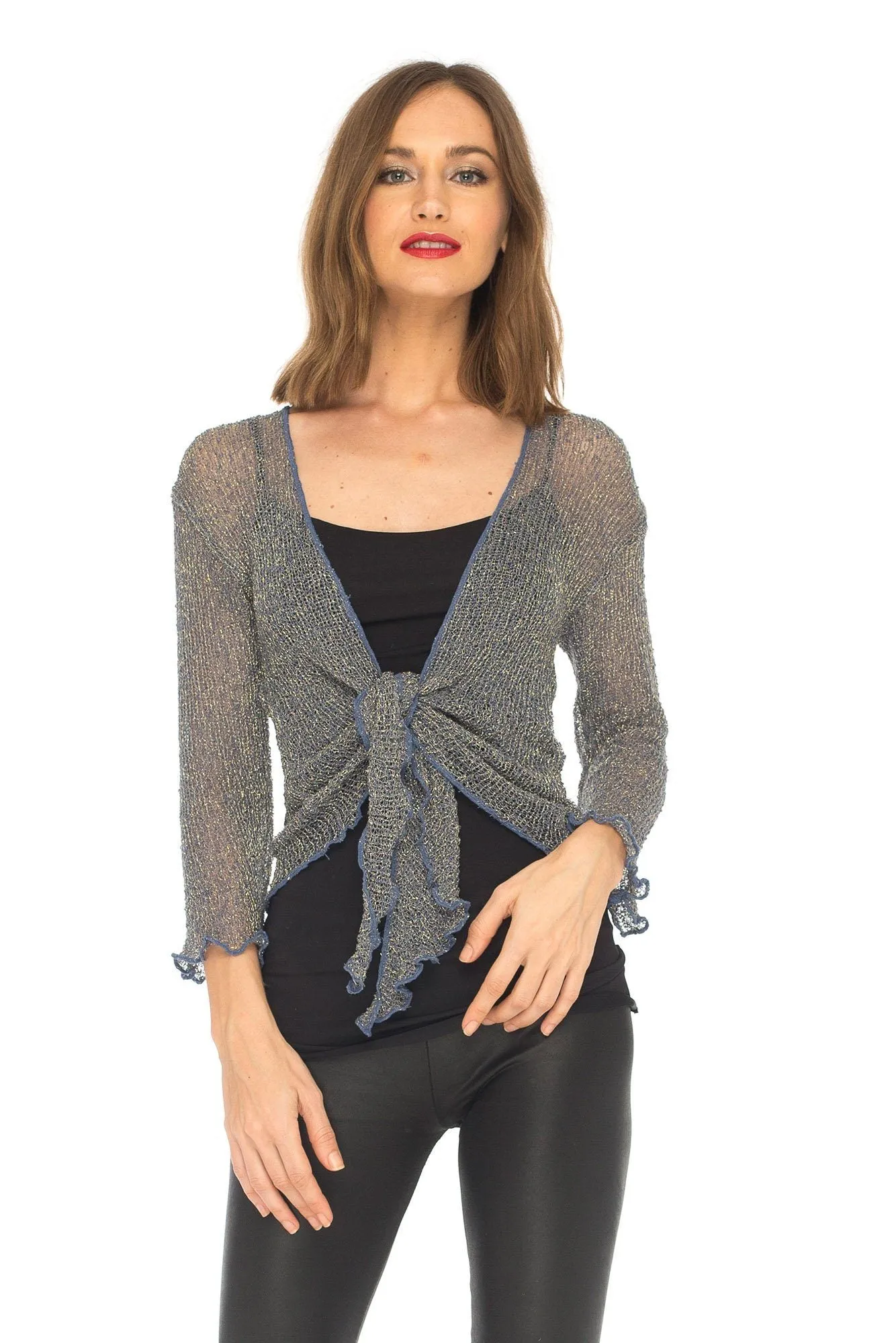 SHU-SHI Womens Sparkly Knit Sheer Shrug Cardigan Bolero Top One Size Fits Most