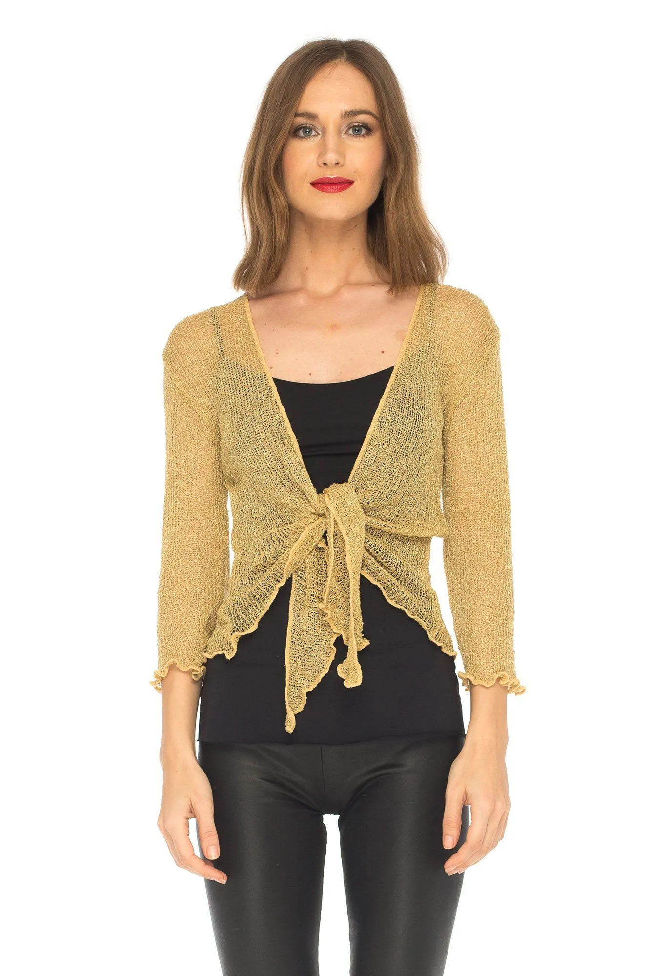 SHU-SHI Womens Sparkly Knit Sheer Shrug Cardigan Bolero Top One Size Fits Most