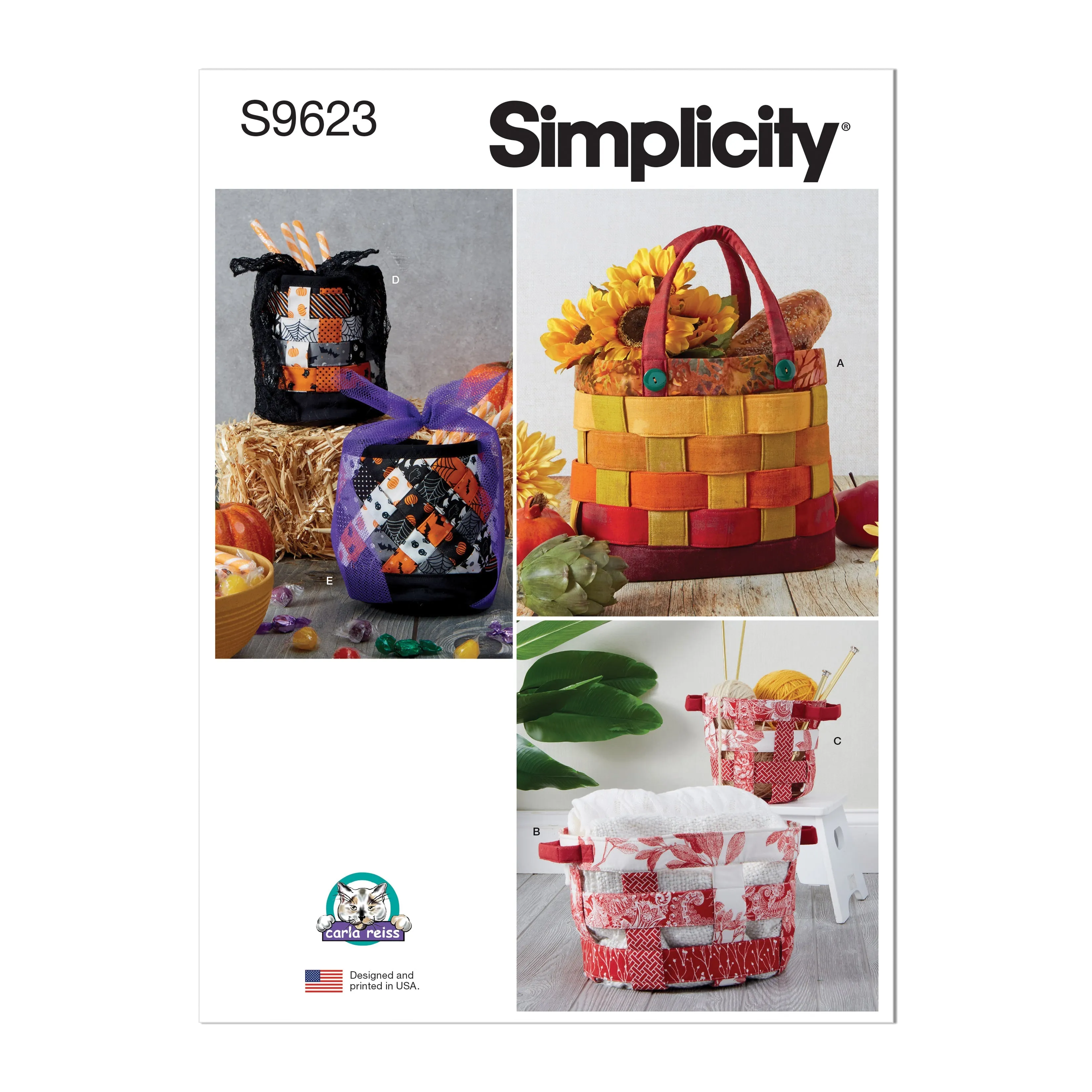 Simplicity sewing pattern 9623 Fabric Baskets by Carla Reiss Design