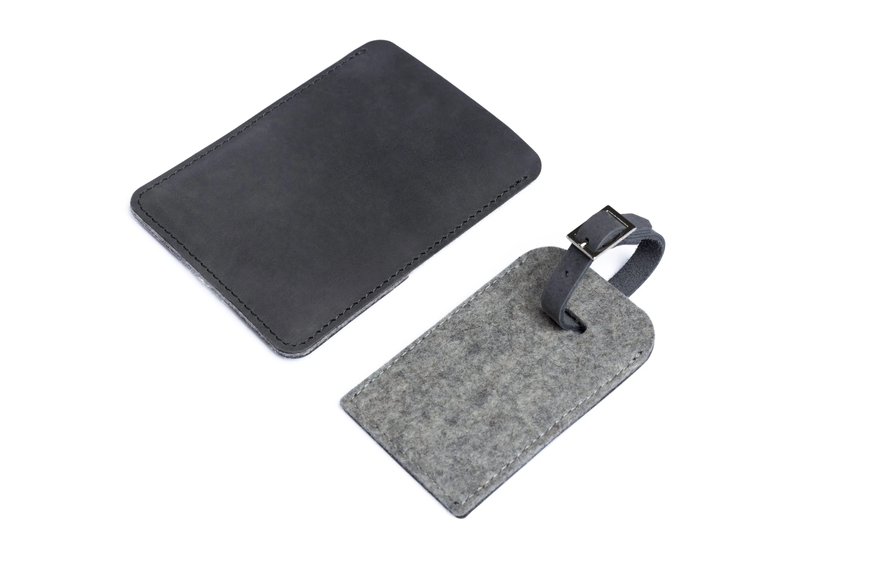 Slim leather passport holder/ Scandinavian grey