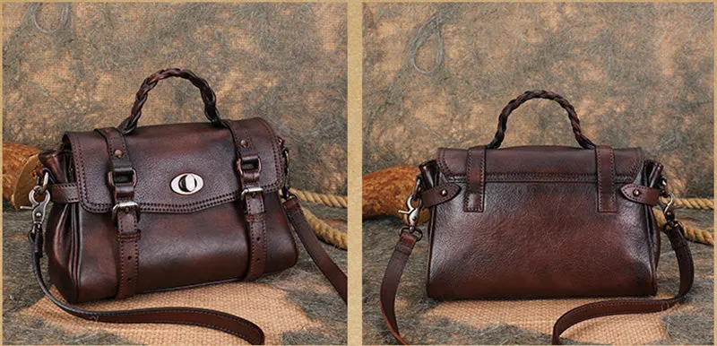 Small Womens Leather Satchel Purse Genuine Leather Crossbody Bags