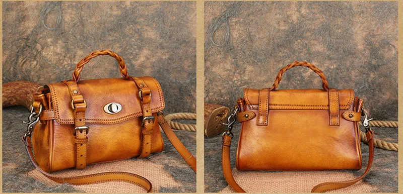 Small Womens Leather Satchel Purse Genuine Leather Crossbody Bags