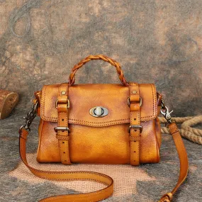 Small Womens Leather Satchel Purse Genuine Leather Crossbody Bags