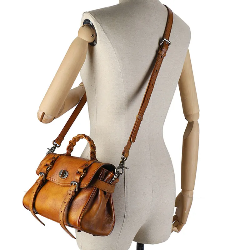 Small Womens Leather Satchel Purse Genuine Leather Crossbody Bags