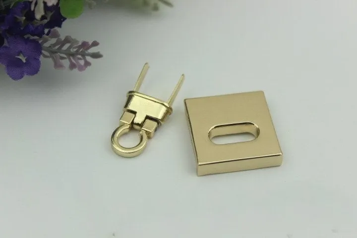 Square Twist Turn Lock 27mm 1" Purse Charm Organizer Luggage Hardware Antique Gold Lock And Key Closure Small Bag Clutch Metal Accessories