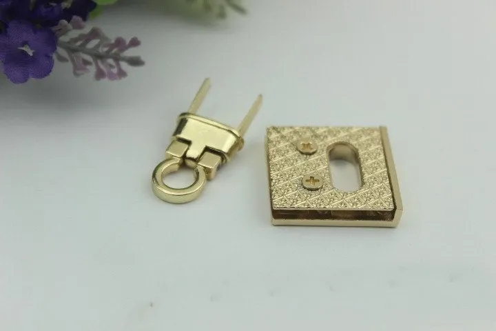 Square Twist Turn Lock 27mm 1" Purse Charm Organizer Luggage Hardware Antique Gold Lock And Key Closure Small Bag Clutch Metal Accessories