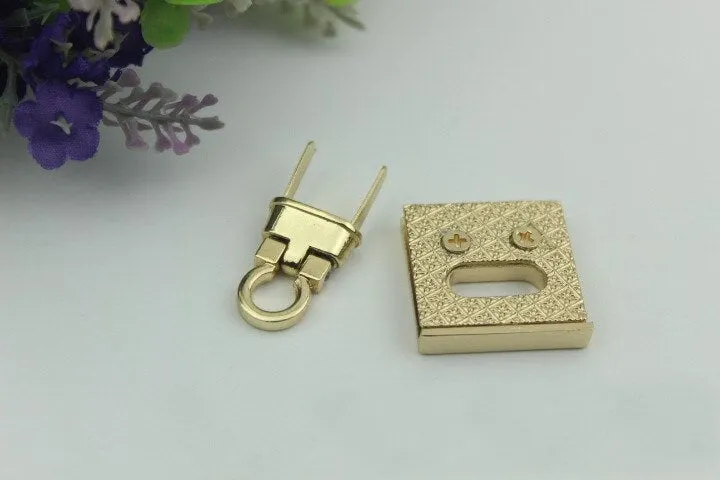 Square Twist Turn Lock 27mm 1" Purse Charm Organizer Luggage Hardware Antique Gold Lock And Key Closure Small Bag Clutch Metal Accessories